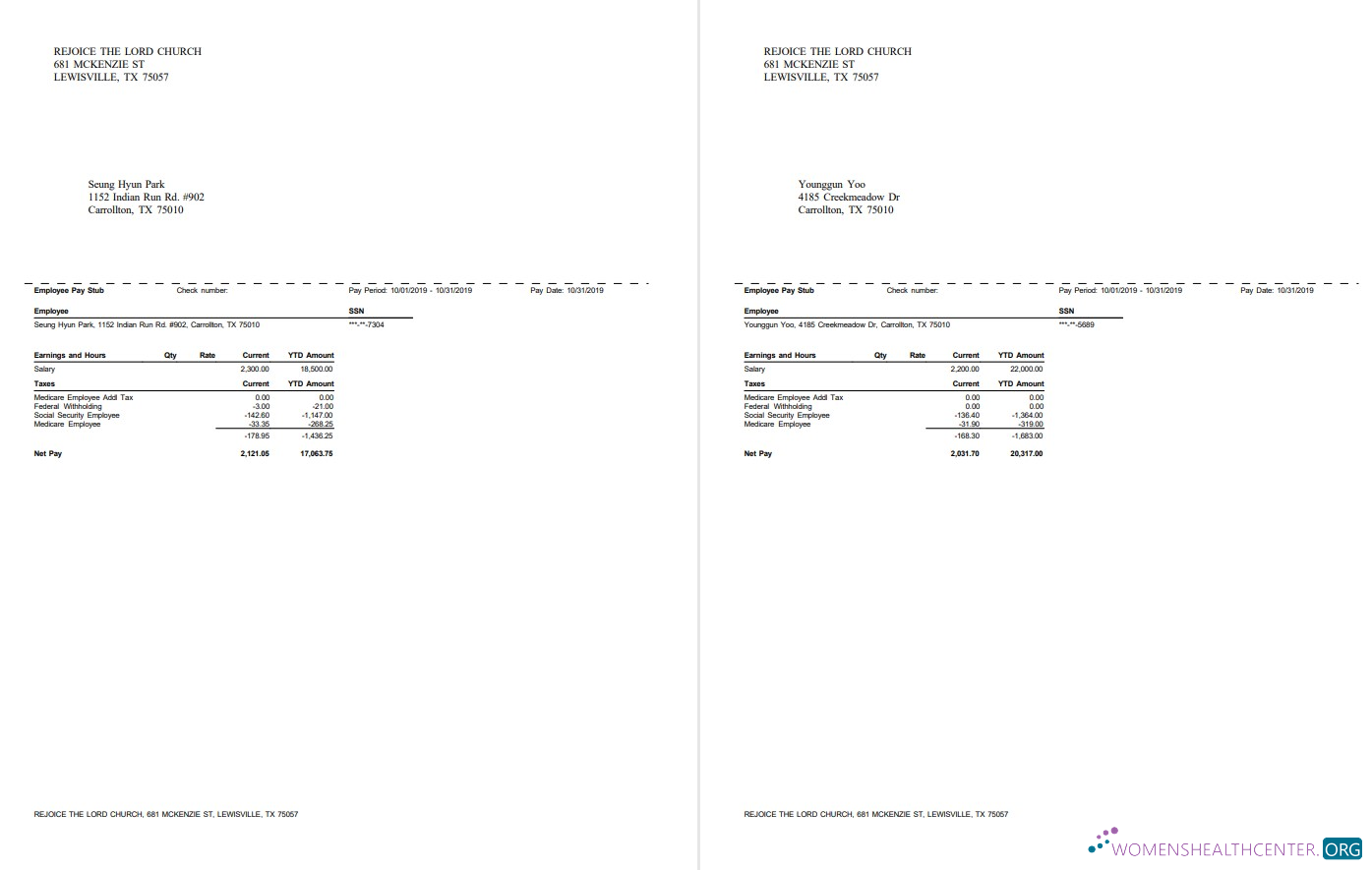 Download Rejoice The Lord Church pay stub in PDf and Word formats Photoshop template